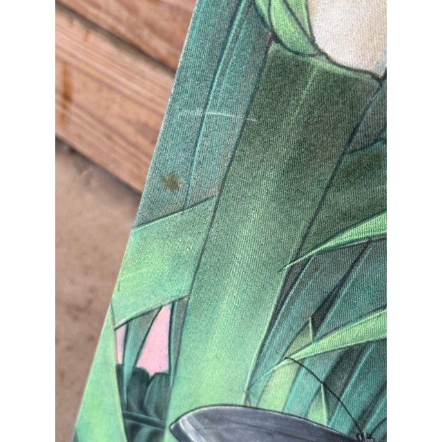 Textile Vintage Vibrant Tropical Coastal Toucan & Parrot Painting on Cloth For Sale - Image 7 of 12