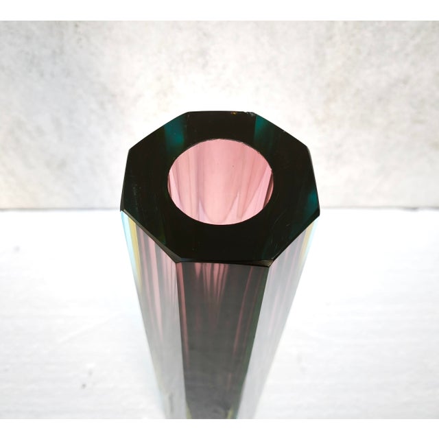 1960s Large Murano Sommerso Block Vase 12 attributed to Mandruzzato, Italy, 1960s For Sale - Image 5 of 18