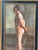 A beautifully executed antique academic figure study depicting a standing male nude in profile, rendered with remarkable...