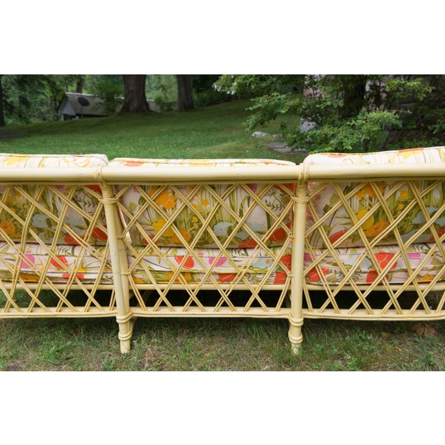 Ficks Reed Vintage Ficks Reed Faux Bamboo Chinoiserie Style Sofa For Sale - Image 4 of 13