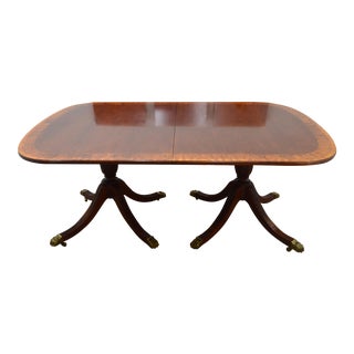 Councill Mahogany Banded Dining Table With 3 Leaves and Pads For Sale