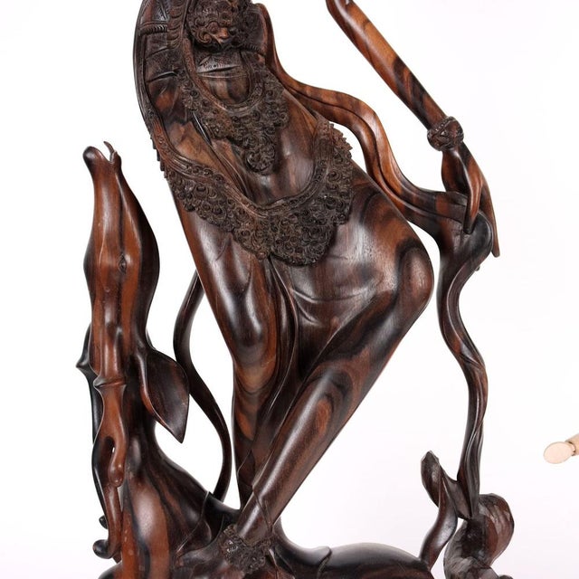 Sculpture of a Girl, Late 20th Century, Teak For Sale - Image 4 of 8