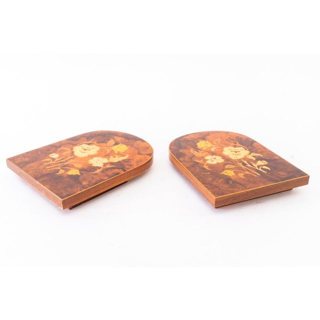 Mid-Century Modern Bookends in Polished Wood with Inlays, 1960s, Set of 2 For Sale - Image 3 of 12