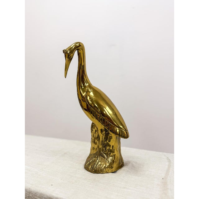 Ethan Allen Vintage Brass Ethan Allen Crane Figurine Decorative Home Accent MCM Decor For Sale - Image 4 of 4