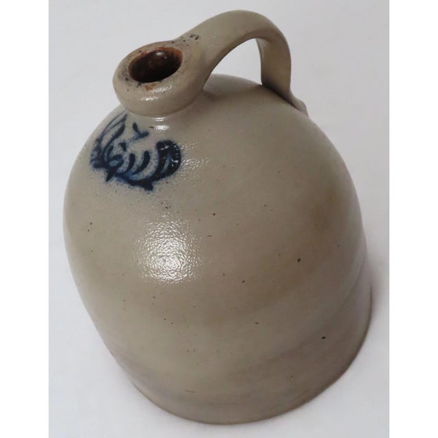 Late 19th Century Unusual Antique Late 1800s American Blue Decorated Stoneware 1 Gallon Liquor Jug For Sale - Image 5 of 13