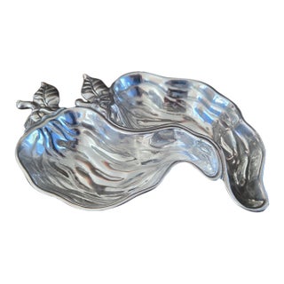 Arthur Court Double Pepper-Form Aluminum Divided Serving Dish, New in Box For Sale