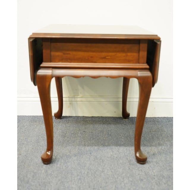 Late 20th Century Ethan Allen Georgian Court Solid Cherry Traditional Style 36" Drop Leaf Accent End Table 11-8164 For Sale - Image 5 of 12