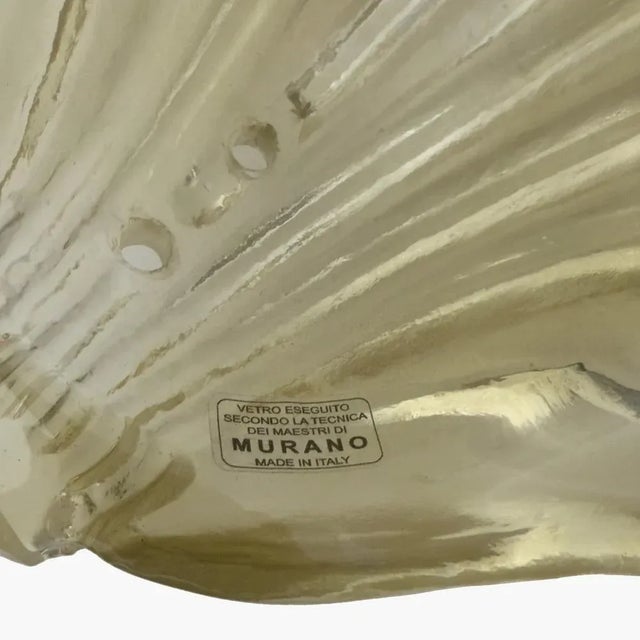 Metal Italian Modern Murano Glass Leaf Sconces in the style of Barovier & Toso, 2000s, Set of 2 For Sale - Image 7 of 9