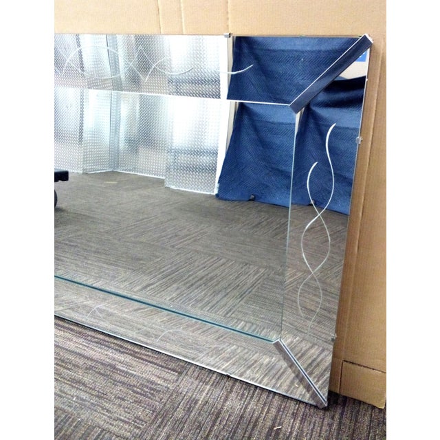 Large Venetian Mirror Etched Frame & Chrome Corner Accents on Sale $1595 Read Below For Sale - Image 4 of 6
