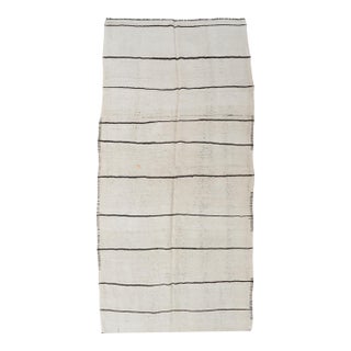 Striped Vintage Modern Hemp Kilim Rug - 6`0″ X 12`6″ Ft. For Sale