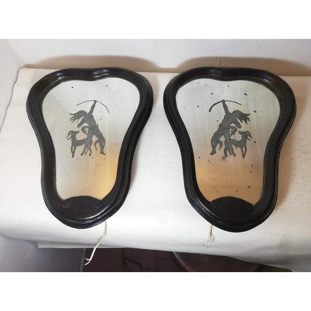 Decorated and Backlit Mirrors by Gio Ponti, Italy, 1930s, Set of 2 For Sale - Image 15 of 15