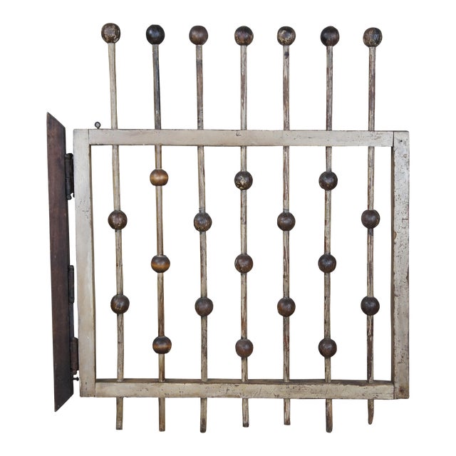 Vintage Victorian Ball & Stick Oak Fence Gate Door Architectural Salvage For Sale