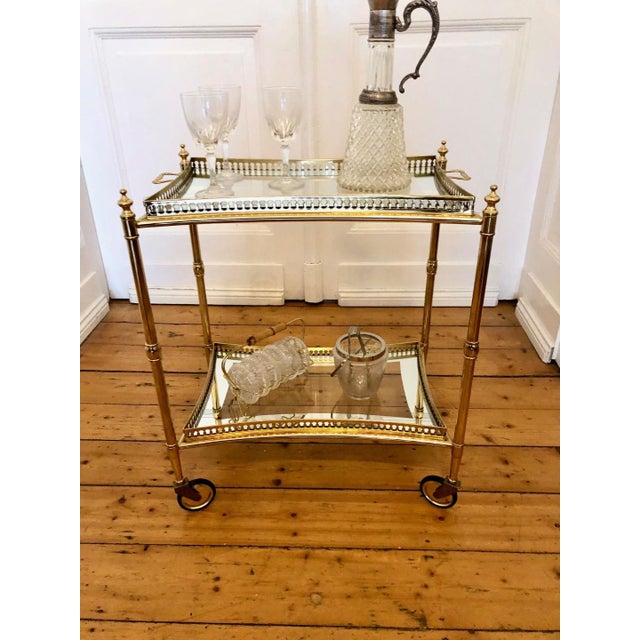 Metal Hollywood Regency Bar Cart in Brass, 1950s For Sale - Image 7 of 8