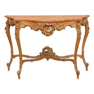 Mid 20th Century Extraordinary Louis XV Style Rossa Verona Marble Top Console Table For Sale
