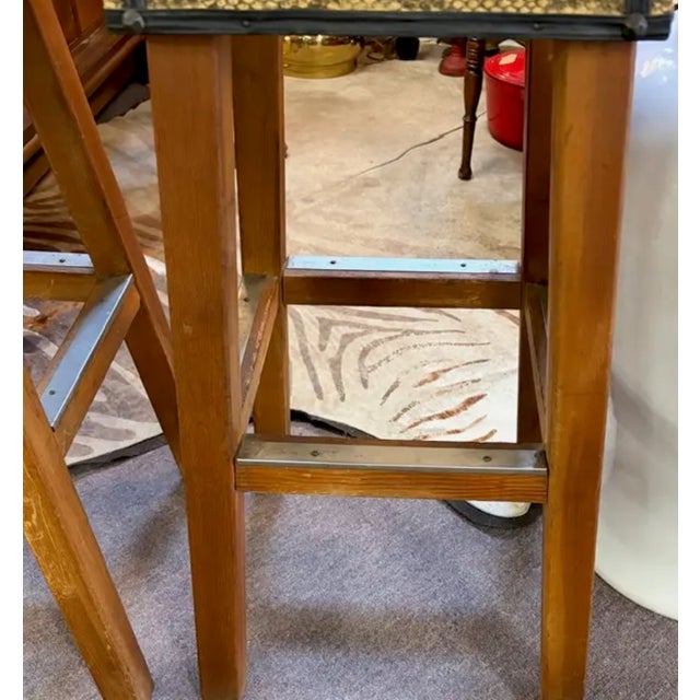 Mid Century Faux Snakeskin Upholstered Wood Stools - Signed and Dated 1971 For Sale - Image 14 of 15