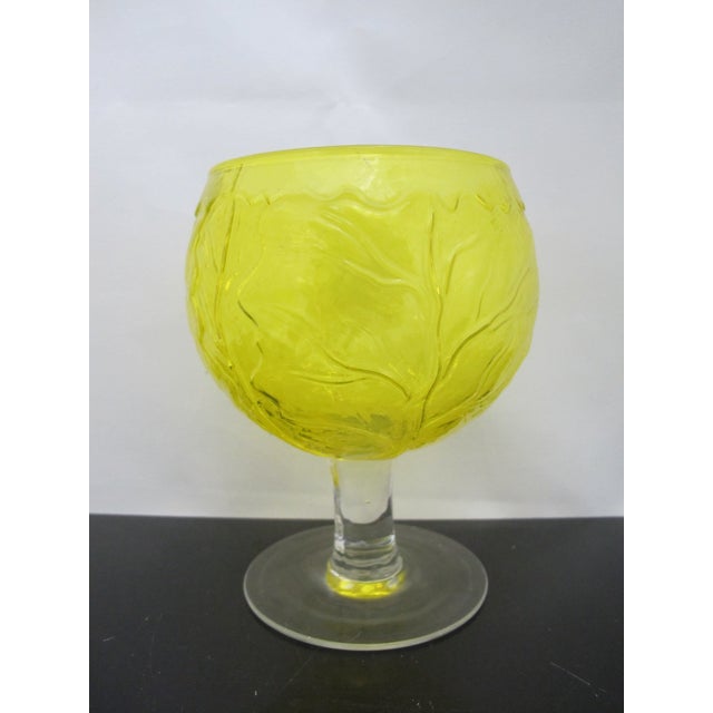 Glass Secla Sigma Taste Setter Yellow Cabbage Leaf Wine or Margarita Goblet Glass Set For Sale - Image 7 of 7