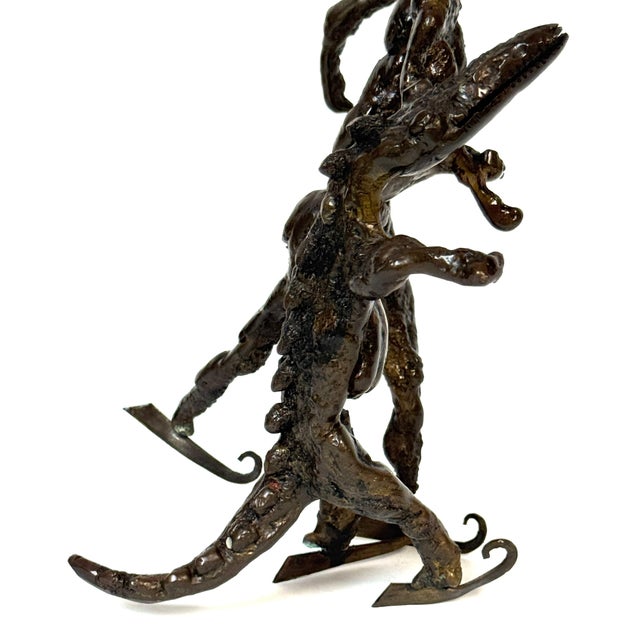 Bronze Surrealist Bronze Sculpture of a Woman and Alligator on Skates For Sale - Image 8 of 18