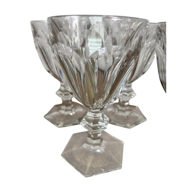 Set of 5 Baccarat Harcourt water glasses, 15.1 cm tall. No chips or cracks. This piece has an attribution mark, I am sure...