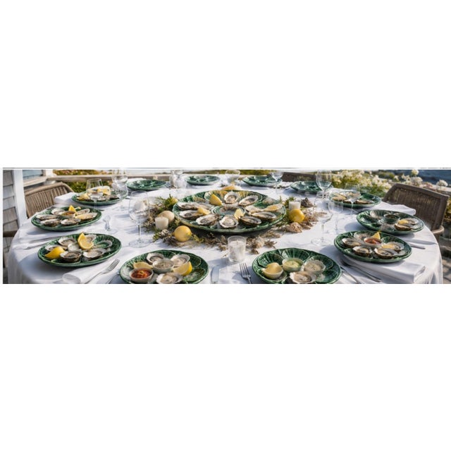 No. 9689 Majolica Oyster & Seafood Service from Sarreguemines, France, 1930s, Set of 13 For Sale - Image 10 of 14