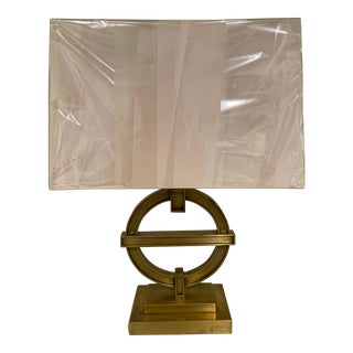 Visual Comfort Hand Rubbed Antique Brass Table Lamp With Natural Paper Shade For Sale