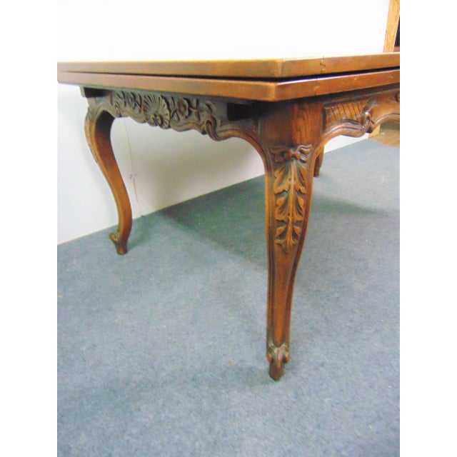 Wood Louis XV Style Carved Oak Refectory Dining Table For Sale - Image 7 of 10
