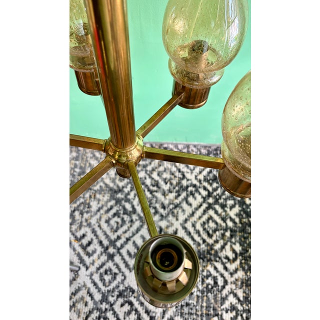 Mid 20th Century Danish Modern Brass and Glass Chandelier For Sale - Image 11 of 13