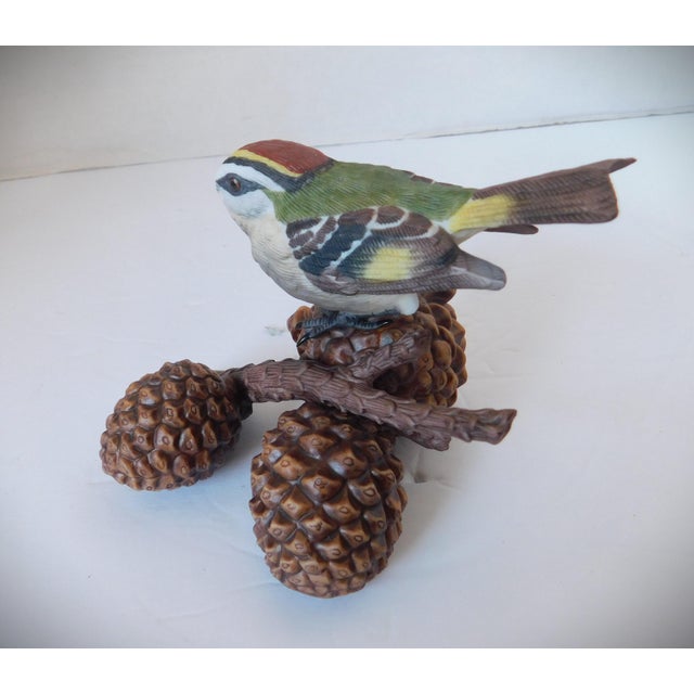 Vintage Ceramic Figure of a Golden Crowned Kinglet by Lenox from 1991 part of the Garden Birds Collection. This migratory...
