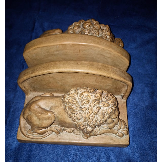 Neoclassical A Pair of Neoclassical Reclining Lion Bookends Fd For Sale - Image 3 of 8