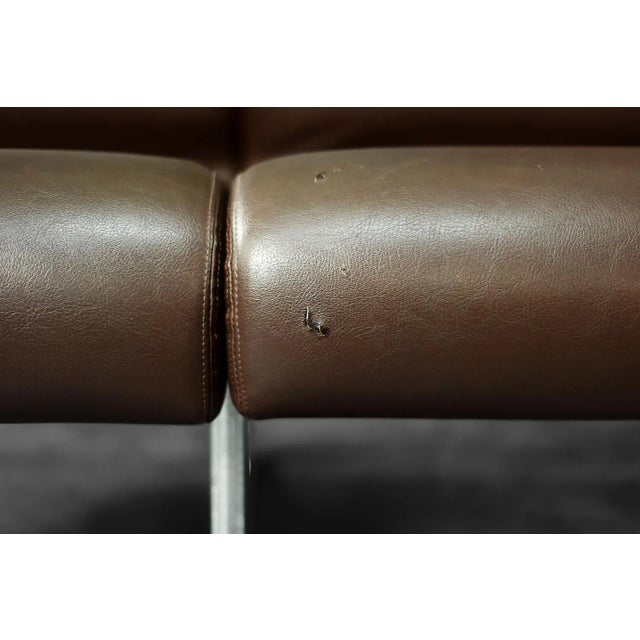 Brown Mid-Century Modern German 2-Seater Brown Steel Frame Lounge Sofa, 1970s For Sale - Image 8 of 18