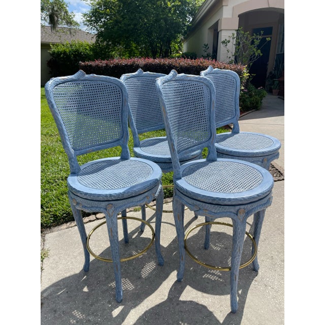 1980s 1980s Vintage Faux Bois Counter Stools - Set of 2 For Sale - Image 5 of 5