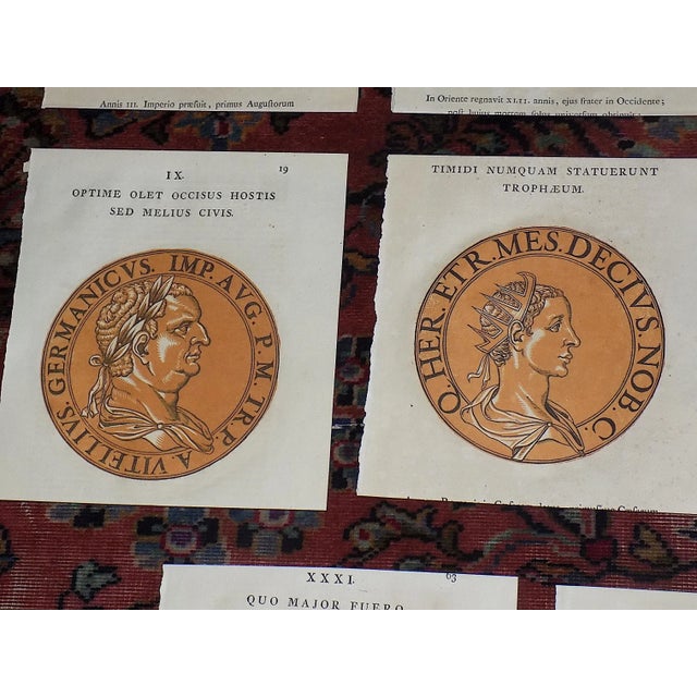 Authentic Antique Early 18th C. Hubert Goltzius Chiaroscuro Color Woodcut Portraits of Roman Emperors -- Set of 11 For Sale - Image 4 of 7