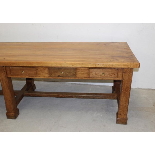 Large Community Table in Walnut and Oak For Sale - Image 9 of 18