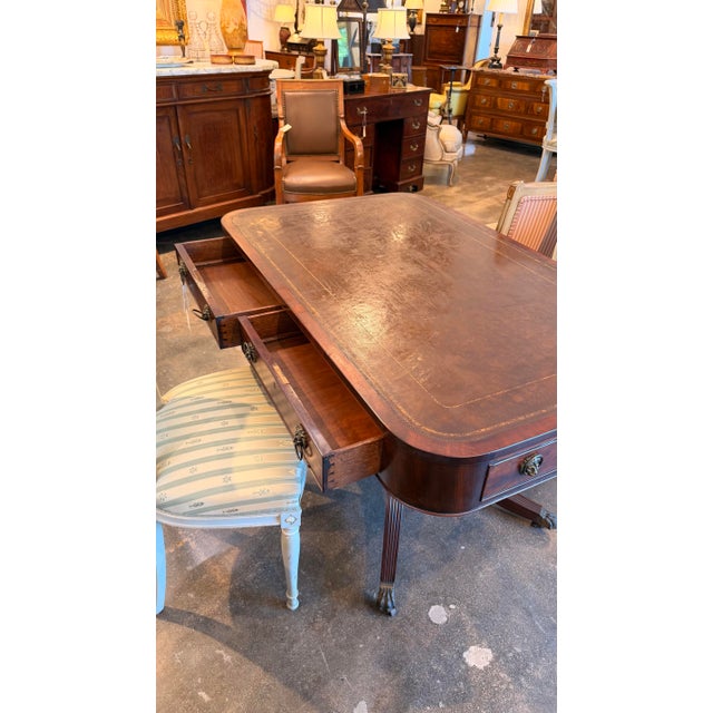 Wood 19th Century Regency Mahogany Library Table With Leather Top For Sale - Image 7 of 7