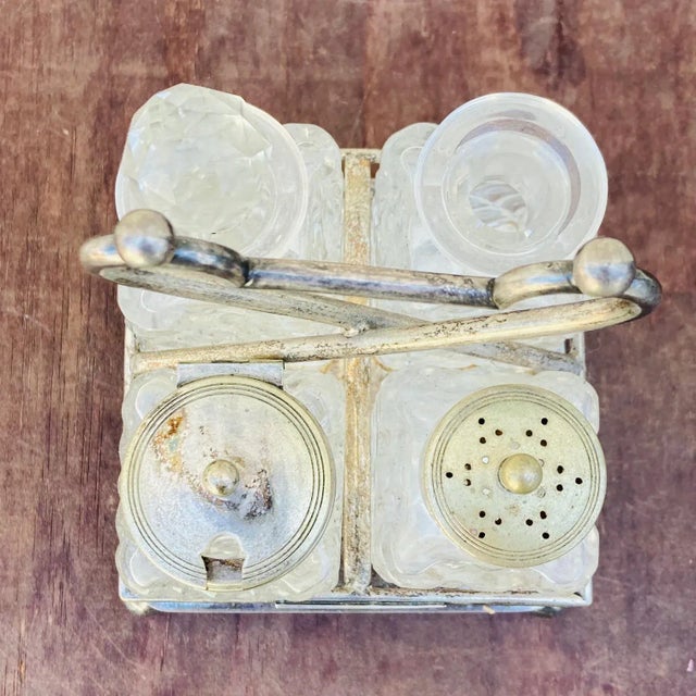 Metal Late 1800s 4 Piece Silver Plated Cruet Set For Sale - Image 7 of 13