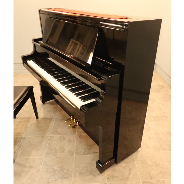 1980s Kawai Us-55 Professional Japanese Upright Grand Piano — Polished Ebony For Sale - Image 9 of 17