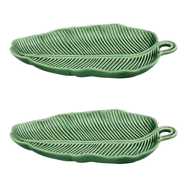 Bordallo Pinheiro Banana Leaf Platters, 10", Set of 2 For Sale