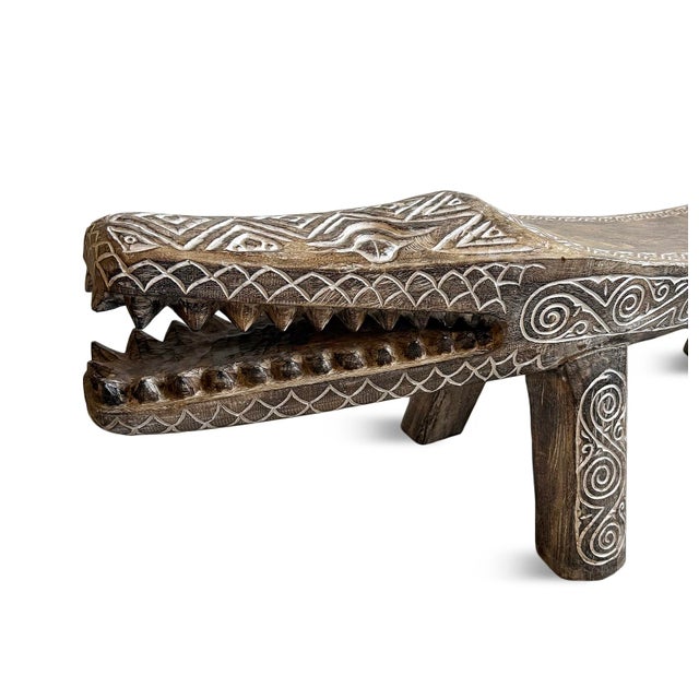 Carved Crocodile Log Bench For Sale In Los Angeles - Image 6 of 7