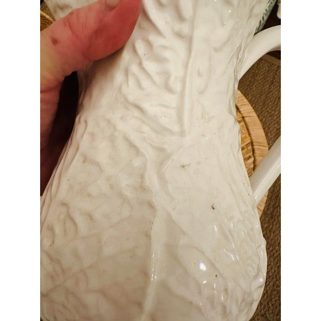 Mediterranean Vintage Cabbage Leaf Pitcher For Sale - Image 3 of 6