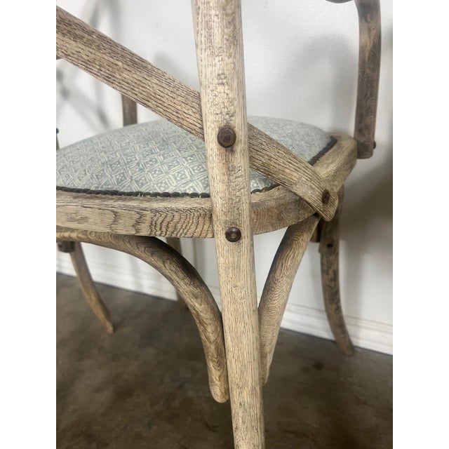 Set of Four Primitive Dining Chairs W/ Linen Seats For Sale - Image 15 of 16