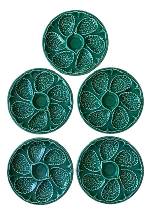 French Green Oyster Plates, S/5