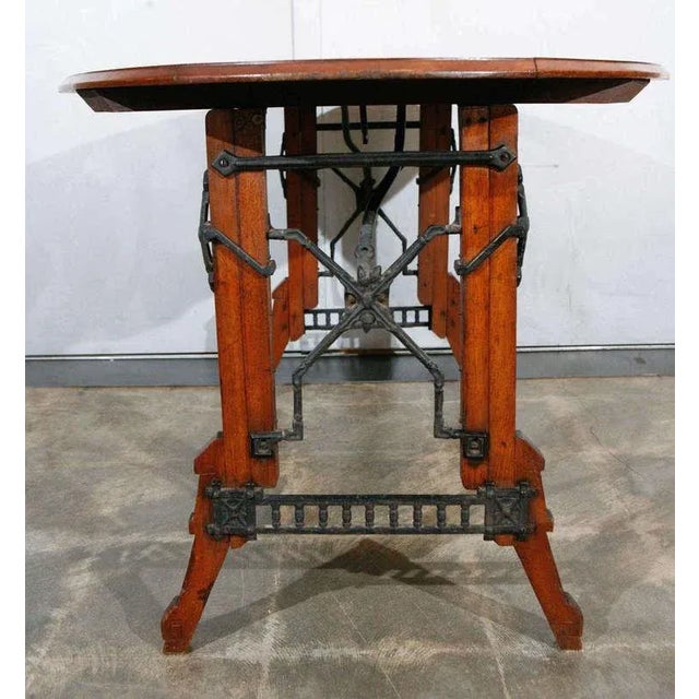 Late 19th Century 19th Century Campaign Eastlake Iron and Oak Dining Table For Sale - Image 5 of 6