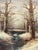 Serene and lovely vintage original oil on canvas winter scene. Signed by artist on right bottom (signature difficult to...