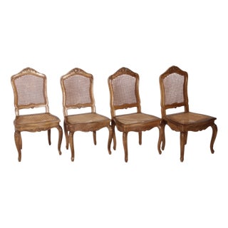 Antique Rococo Style Chairs in Carvings Wicker, 1950, Set of 4 For Sale