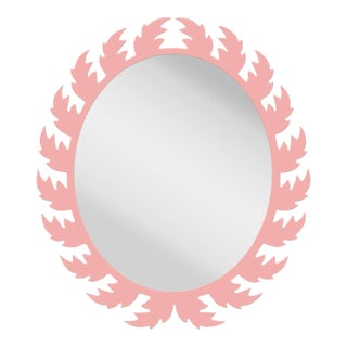 Fleur Home Audubon Oval Mirror in Pink Punch, 22x27 For Sale