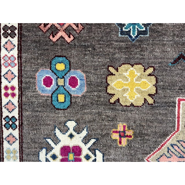 Brown and Teal Kazak Rug With Star Medallion, 5'8" X 7'9" For Sale - Image 12 of 15