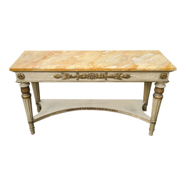 Late 19th Century Antique Italian Neoclassical Style Marble Top Console by Grazioli & Gaudenzi Milano For Sale