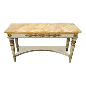Late 19th Century Antique Italian Neoclassical Style Marble Top Console by Grazioli & Gaudenzi Milano