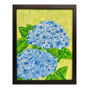 Hydrangea Blues 8x10 Framed Original Acrylic Floral Theme Wall Art Home Decor