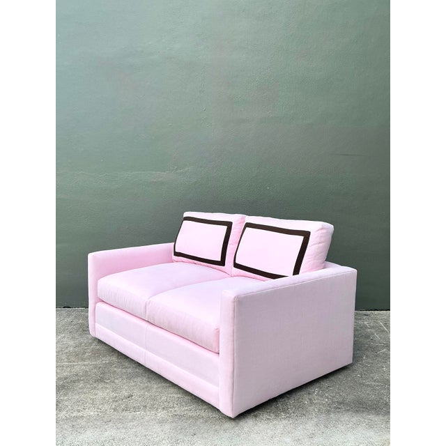 C.R. Laine Furniture Vintage Cr Laine Loveseat in Romo “Linea Rosewater” With Samuel and Sons Trim For Sale - Image 4 of 12