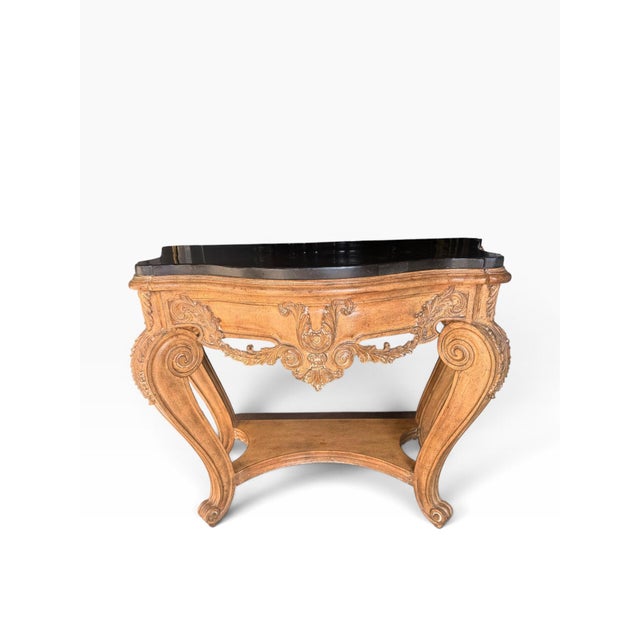 French Provincial Vintage French Provincial Rococo Style Console Table With Tessellated Stone Top For Sale - Image 3 of 13